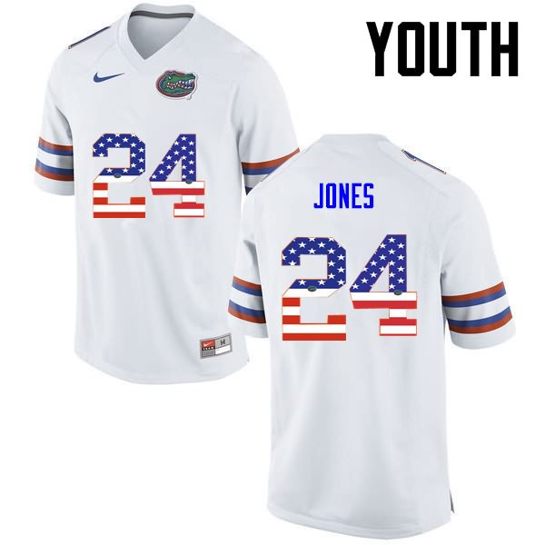 NCAA Florida Gators Matt Jones Youth #24 USA Flag Fashion Nike White Stitched Authentic College Football Jersey JZS6464XU